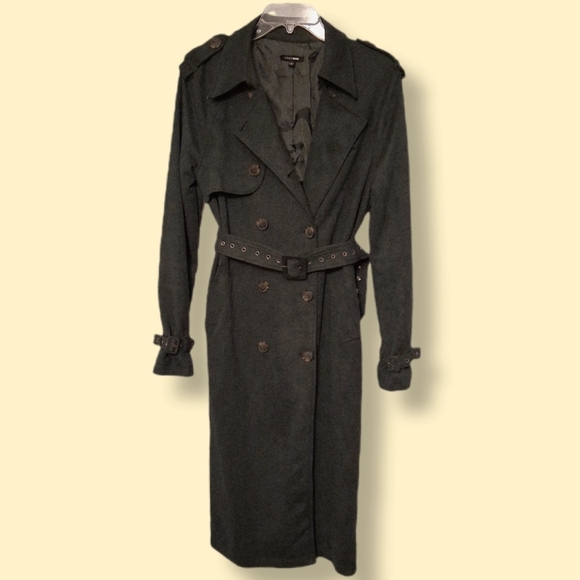 FASHION NOVA Trench Coat Women's Size: Large Green Faux Suede Double Breasted - Picture 2 of 13